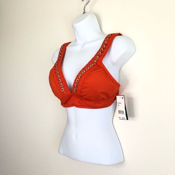 NWT Kenneth Cole V-Neck Plunge Chain Link Bikini Beach Swimsuit Top Small - Picture 5 of 10